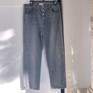 Grey Sundry Leopard Trim Straight, Cropped Jeans SZ 31